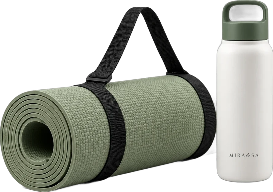 Training mat and water bottle